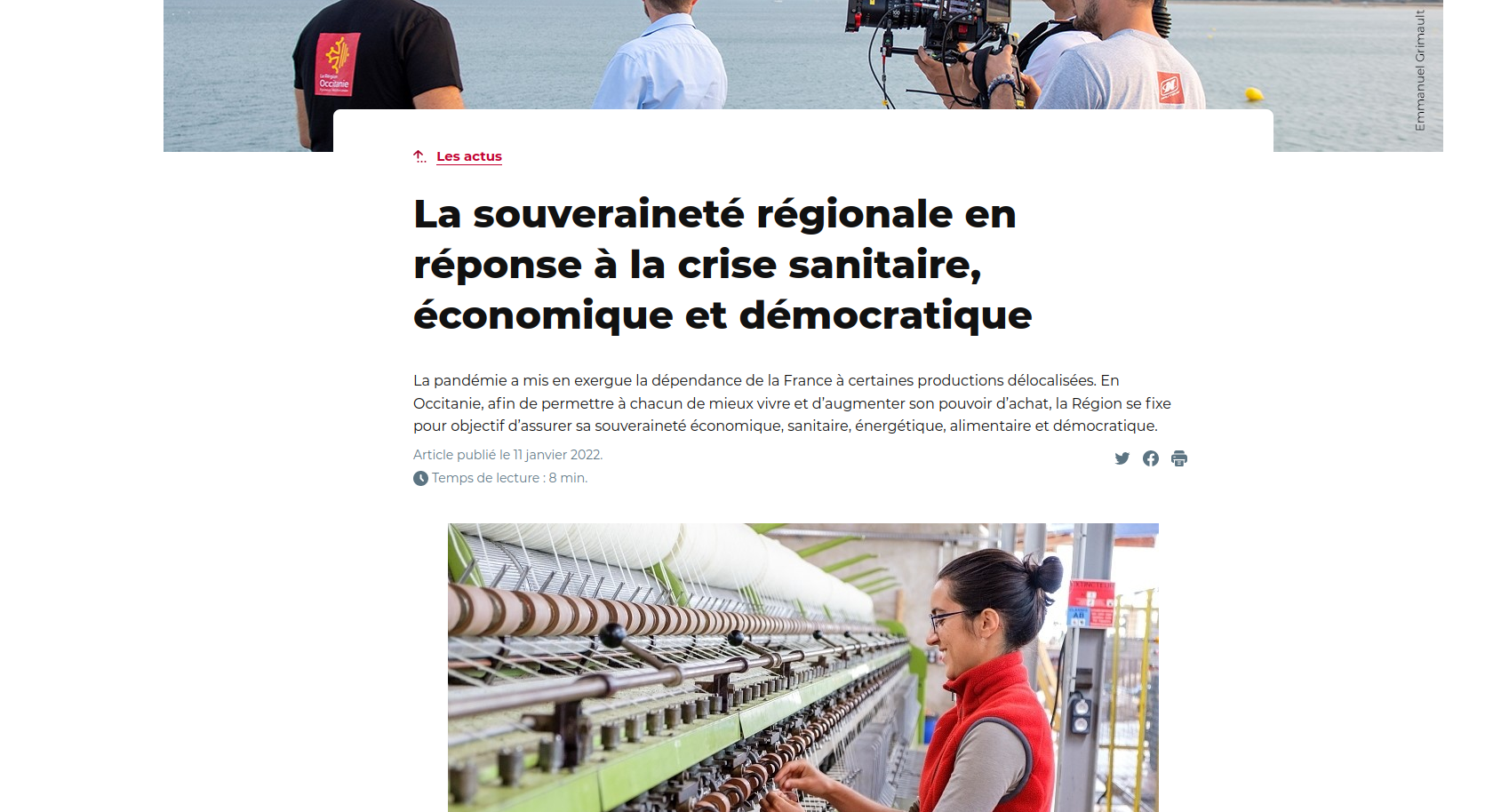 La souveraineté régionale en réponse à la crise sanitaire, économique et démocratique